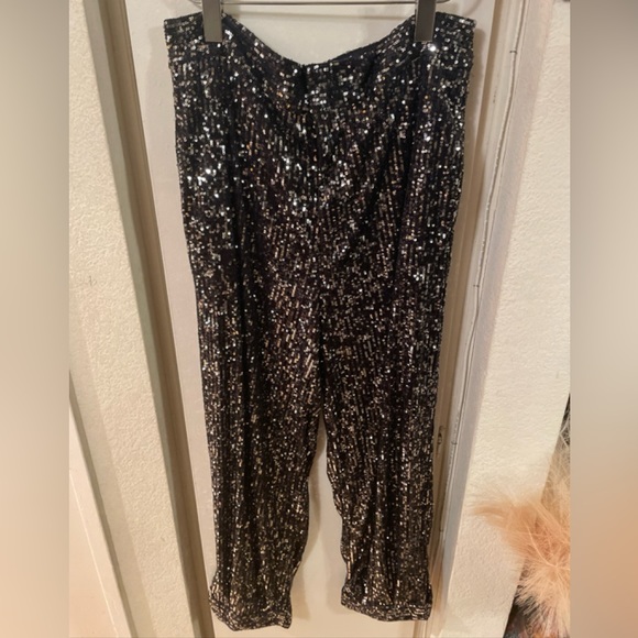 zara black sequin pants sz XL - Picture 2 of 11